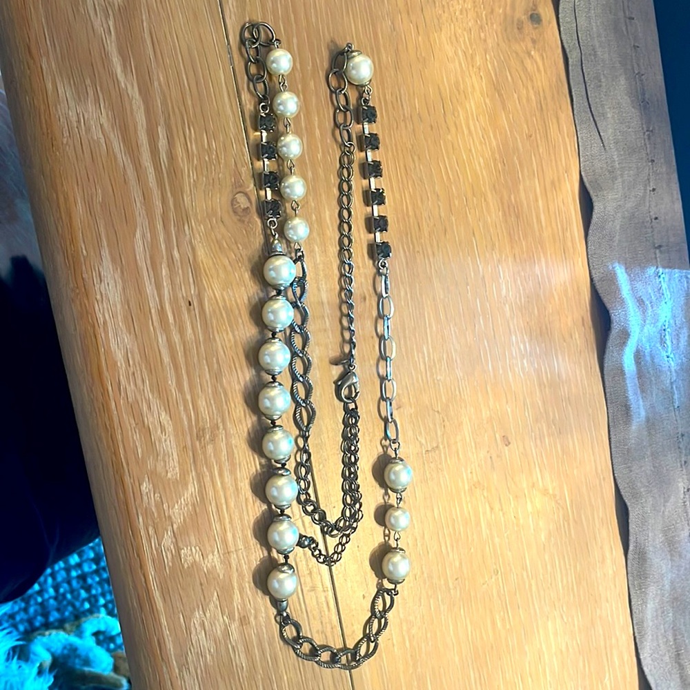 Rhinestones-pearls-chains oh my!!  Necklace